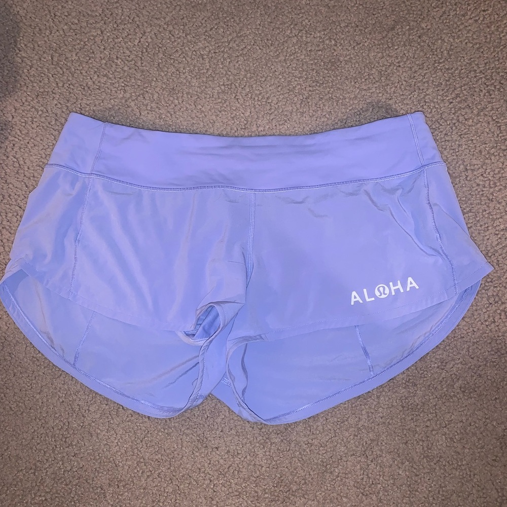 Lululemon speed up shorts with Aloha decal